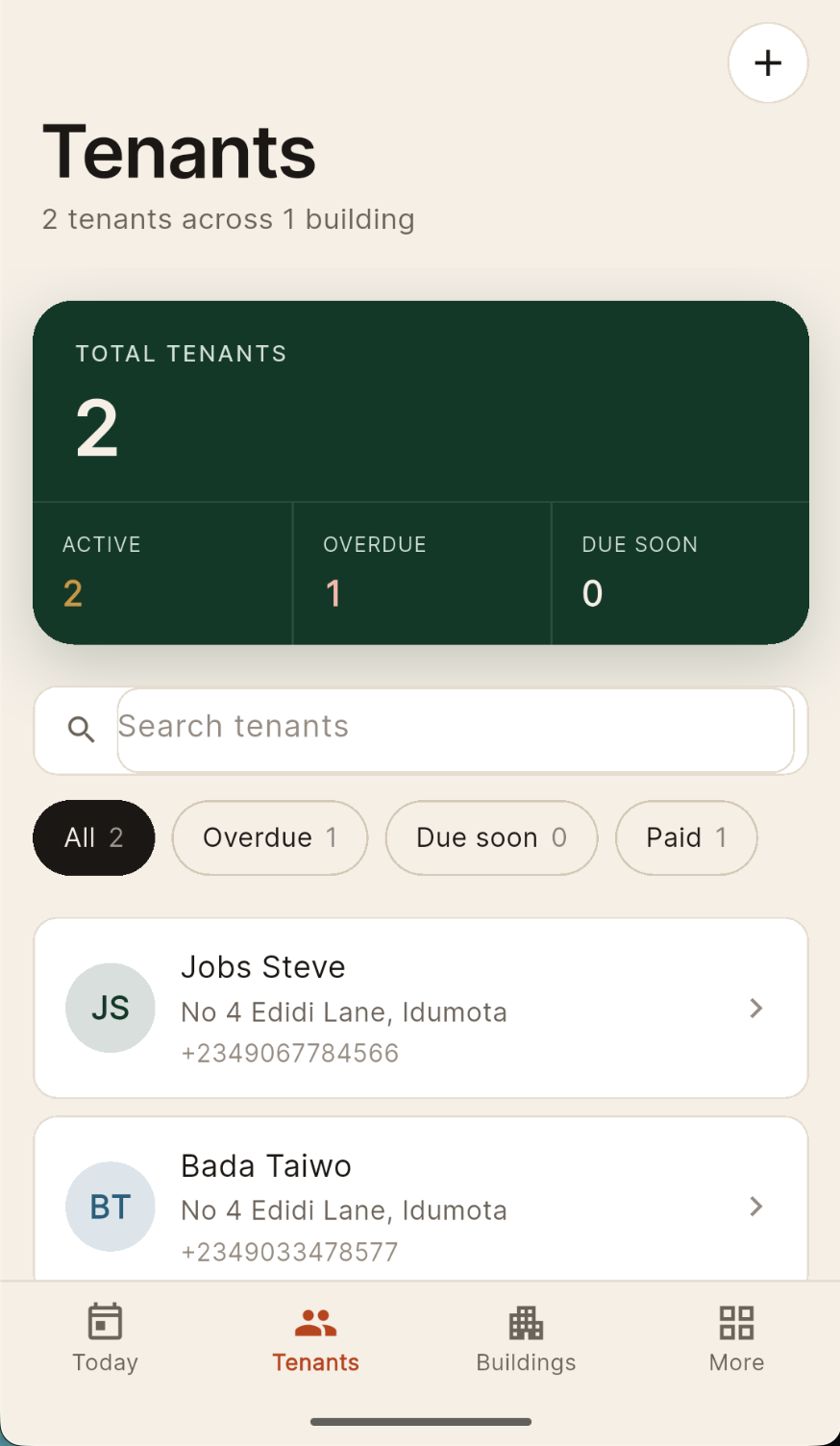 Hard Asset mobile tenants — active, overdue, due soon